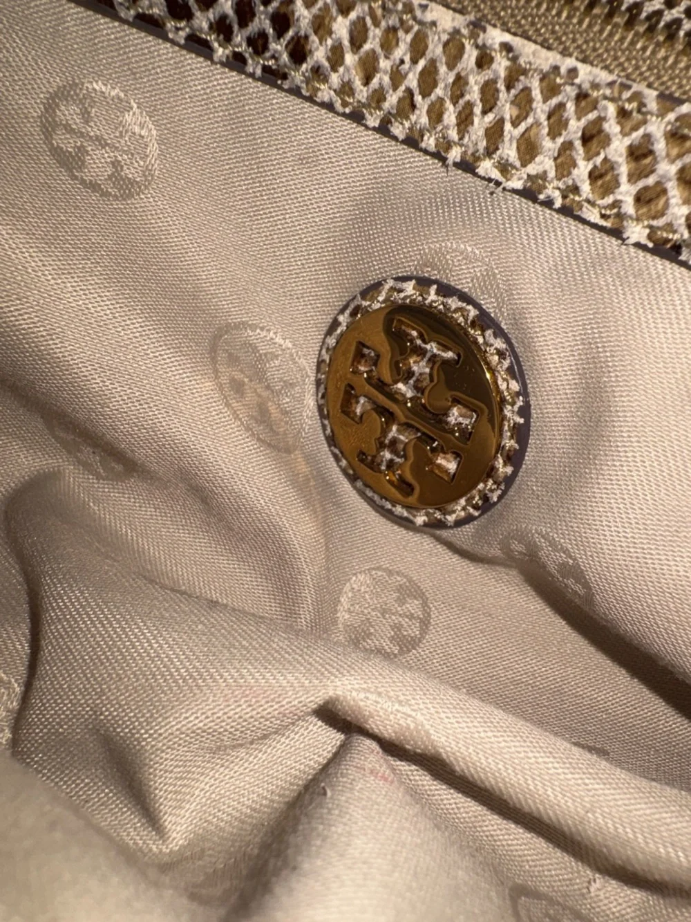 Tory Burch Beige/Brown Snakeskin Bag